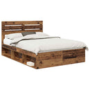 vidaXL Ágykeret fejtámlával Öreg fa 140 x 190 cm Tömör fenyőfa