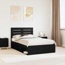 vidaXL Ágykeret fejtámlával Fekete 135 x 190 cm Tömör fenyőfa
