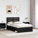 vidaXL Ágykeret fejtámlával Fekete 135 x 190 cm Tömör fenyőfa