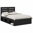 vidaXL Ágykeret fejtámlával Fekete 135 x 190 cm Tömör fenyőfa