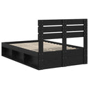 vidaXL Ágykeret fejtámlával Fekete 135 x 190 cm Tömör fenyőfa