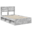 vidaXL Ágykeret fejtámlával Beton Szürke 135 x 190 cm Tömör fenyőfa