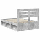 vidaXL Ágykeret fejtámlával Beton Szürke 135 x 190 cm Tömör fenyőfa