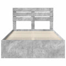vidaXL Ágykeret fejtámlával Beton Szürke 135 x 190 cm Tömör fenyőfa