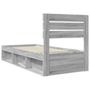 vidaXL Ágykeret fejtámlával Szürke Sonoma 90 x 200 cm Tömör fenyőfa