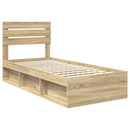 vidaXL Ágykeret fejtámlával Sonoma tölgy 75 x 190 cm Tömör fenyőfa