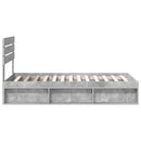 vidaXL Ágykeret fejtámlával Beton Szürke 75 x 190 cm Tömör fenyőfa