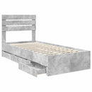 vidaXL Ágykeret fiókkal tárolóval Beton Szürke 75 x 190 cm Mérnöki Fa