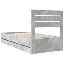 vidaXL Ágykeret fiókkal tárolóval Beton Szürke 75 x 190 cm Mérnöki Fa