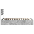 vidaXL Ágykeret fiókkal tárolóval Beton Szürke 75 x 190 cm Mérnöki Fa