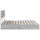 vidaXL Tárolós Ágy fejtámlával Szürke Sonoma 200 x 200 cm Faanyag