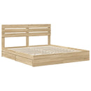 vidaXL Tárolós Ágy fejtámlával Sonoma tölgy 180 x 200 cm Faanyag