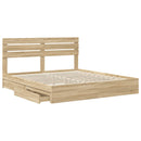 vidaXL Tárolós Ágy fejtámlával Sonoma tölgy 180 x 200 cm Faanyag