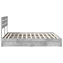 vidaXL Tárolós Ágy fejtámlával Beton Szürke 180 x 200 cm Faanyag