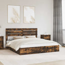 vidaXL Tárolós Ágy Füstös Tölgy 180 x 200 cm Szerelt Fa