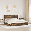 vidaXL Tárolós Ágy Füstös Tölgy 180 x 200 cm Szerelt Fa