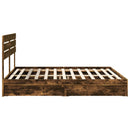 vidaXL Tárolós Ágy fejtámlával Füstölt tölgy 180 x 200 cm Faanyag