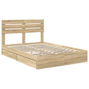 vidaXL Tárolós Ágy fejtámlával Sonoma tölgy 160 x 200 cm Faanyag