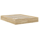 vidaXL Tárolós Ágy fejtámlával Sonoma tölgy 160 x 200 cm Faanyag