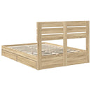 vidaXL Tárolós Ágy fejtámlával Sonoma tölgy 160 x 200 cm Faanyag