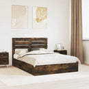 vidaXL Tárolós Ágy fejtámlával Füstölt tölgy 160 x 200 cm Faanyag