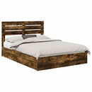 vidaXL Tárolós Ágy fejtámlával Füstölt tölgy 160 x 200 cm Faanyag