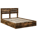 vidaXL Tárolós Ágy fejtámlával Füstölt tölgy 160 x 200 cm Faanyag