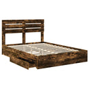 vidaXL Tárolós Ágy fejtámlával Füstölt tölgy 160 x 200 cm Faanyag