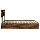 vidaXL Tárolós Ágy fejtámlával Füstölt tölgy 160 x 200 cm Faanyag