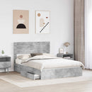 vidaXL Tárolós Ágy fiókkal Beton Szürke 150 x 200 cm Szerelt Fa
