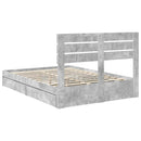 vidaXL Tárolós Ágy fiókkal Beton Szürke 150 x 200 cm Szerelt Fa