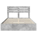vidaXL Tárolós Ágy fejtámlával Beton Szürke 150 x 200 cm Faanyag