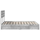 vidaXL Tárolós Ágy fejtámlával Beton Szürke 150 x 200 cm Faanyag