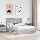 vidaXL Tárolós Ágy fiókkal Szürke Sonoma 150 x 200 cm Szerelt Fa
