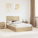 vidaXL Tárolós Ágy fejtámlával Sonoma tölgy 135 x 190 cm Faanyag