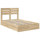 vidaXL Tárolós Ágy fejtámlával Sonoma tölgy 135 x 190 cm Faanyag
