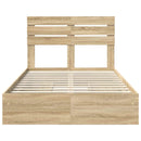 vidaXL Tárolós Ágy fejtámlával Sonoma tölgy 135 x 190 cm Faanyag