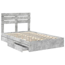 vidaXL Tárolós Ágy fejtámlával Beton Szürke 135 x 190 cm Faanyag