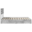 vidaXL Tárolós Ágy fejtámlával Beton Szürke 135 x 190 cm Faanyag