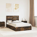 vidaXL Tárolós Ágy fejtámlával Füstölt tölgy 135 x 190 cm Faanyag
