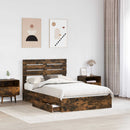 vidaXL Tárolós Ágy fejtámlával Füstölt tölgy 135 x 190 cm Faanyag