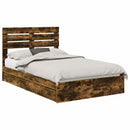 vidaXL Tárolós Ágy fejtámlával Füstölt tölgy 135 x 190 cm Faanyag