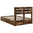 vidaXL Tárolós Ágy fejtámlával Füstölt tölgy 135 x 190 cm Faanyag