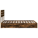 vidaXL Tárolós Ágy fejtámlával Füstölt tölgy 135 x 190 cm Faanyag