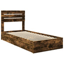 vidaXL Tárolós Ágy fejtámlával Füstölt tölgy 100 x 200 cm Faanyag