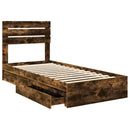 vidaXL Tárolós Ágy fejtámlával Füstölt tölgy 100 x 200 cm Faanyag