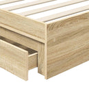 vidaXL Tárolós Ágy fiókkal Sonoma tölgy 90 x 200 cm Szerelt Fa