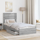 vidaXL Tárolós Ágy fiókkal Szürke Sonoma 90 x 200 cm Szerelt Fa