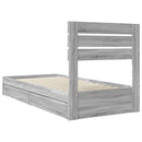 vidaXL Tárolós Ágy fiókkal Szürke Sonoma 90 x 200 cm Szerelt Fa