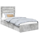 vidaXL Tárolós Ágy fejtámlával Beton Szürke 90 x 190 cm Faanyag